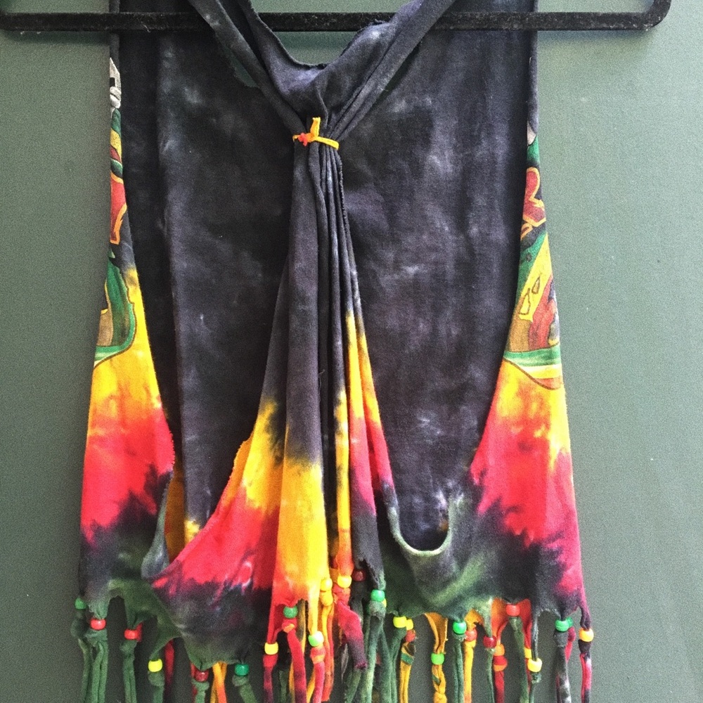 Beaded racer back rasta vibes tank tee 🇯🇲